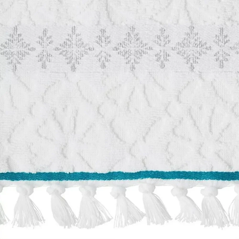 Pioneer Women Bath Towel Sculpted Striped Teal 27
